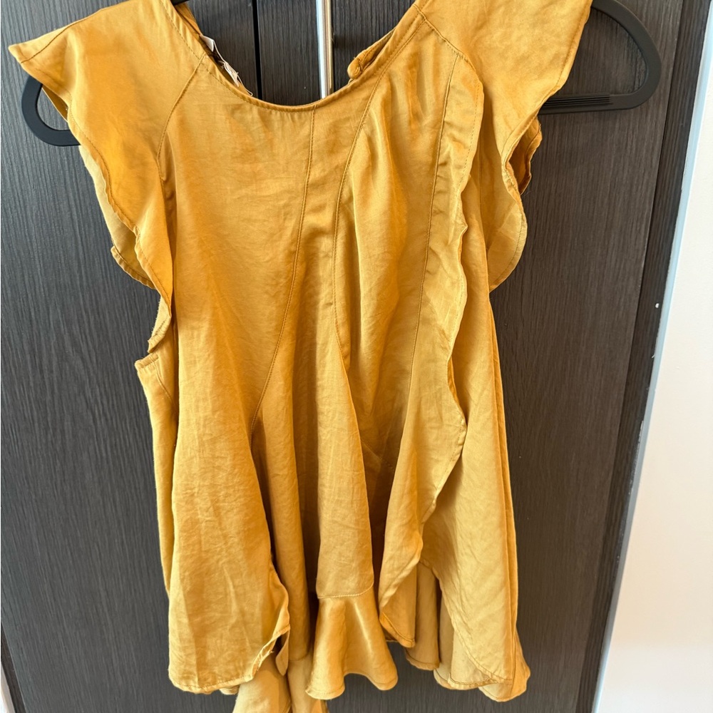 Mustard Ruffle Sleeve Blouse